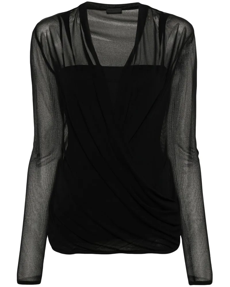 Givenchy Gewickelte Mesh-Bluse - Schwarz Schwarz