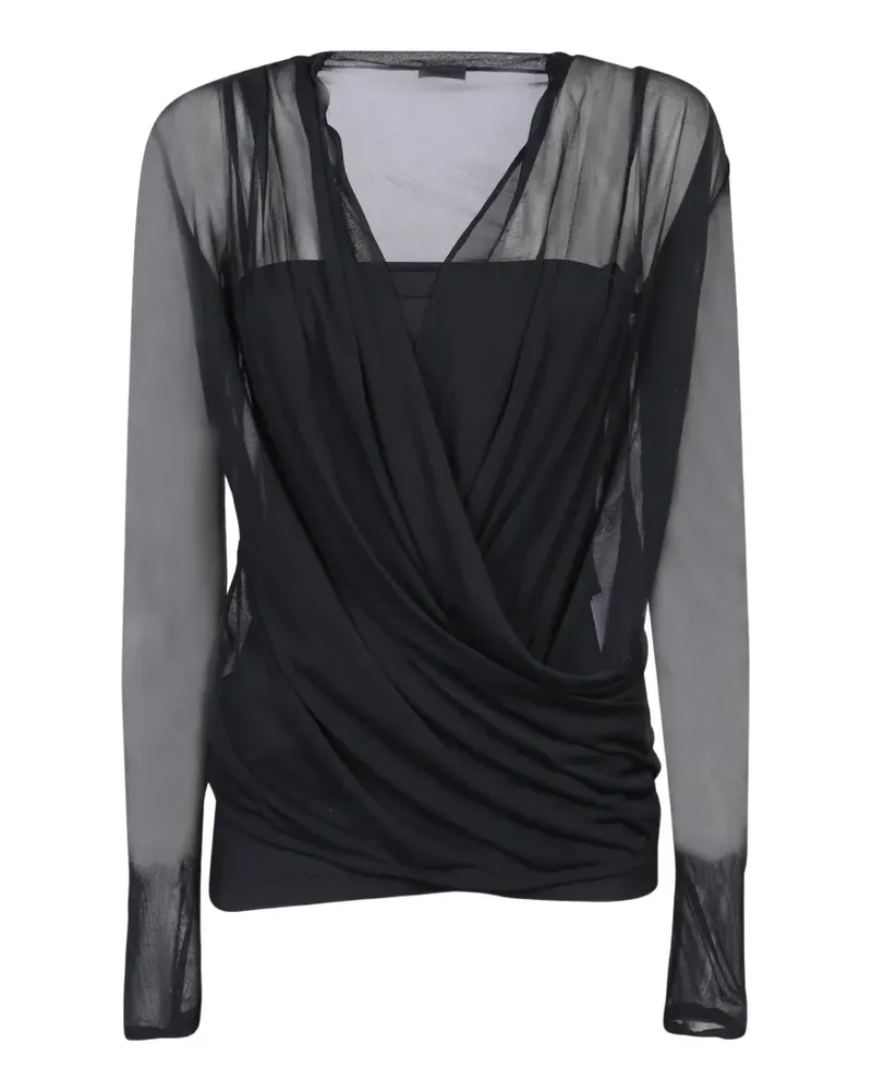 Givenchy Gewickelte Mesh-Bluse - Schwarz Schwarz