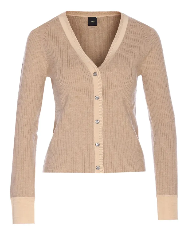Pinko Gerippter Cardigan mit V-Ausschnitt - Nude Nude