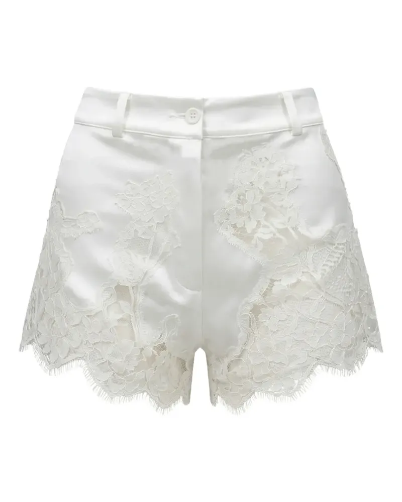 ALMAZ Pillowtalk lace-appliqué mini shorts - Weiß Weiß