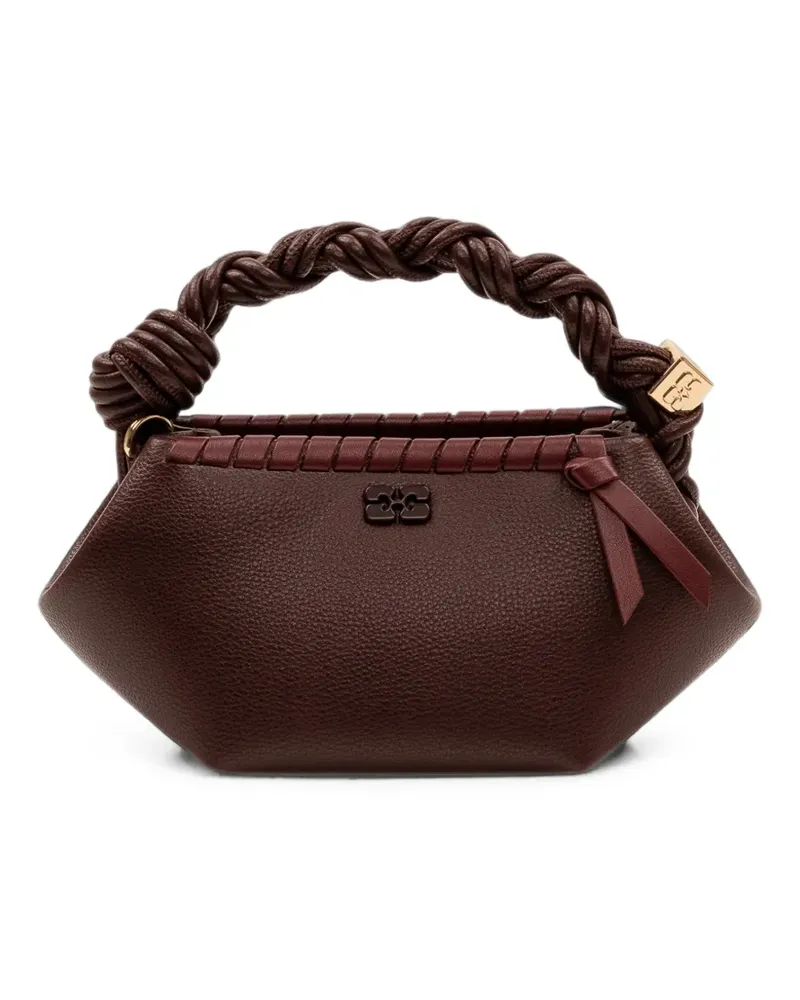 Ganni Mini Bou Tote Bag mit Flechtdetail - Braun Braun