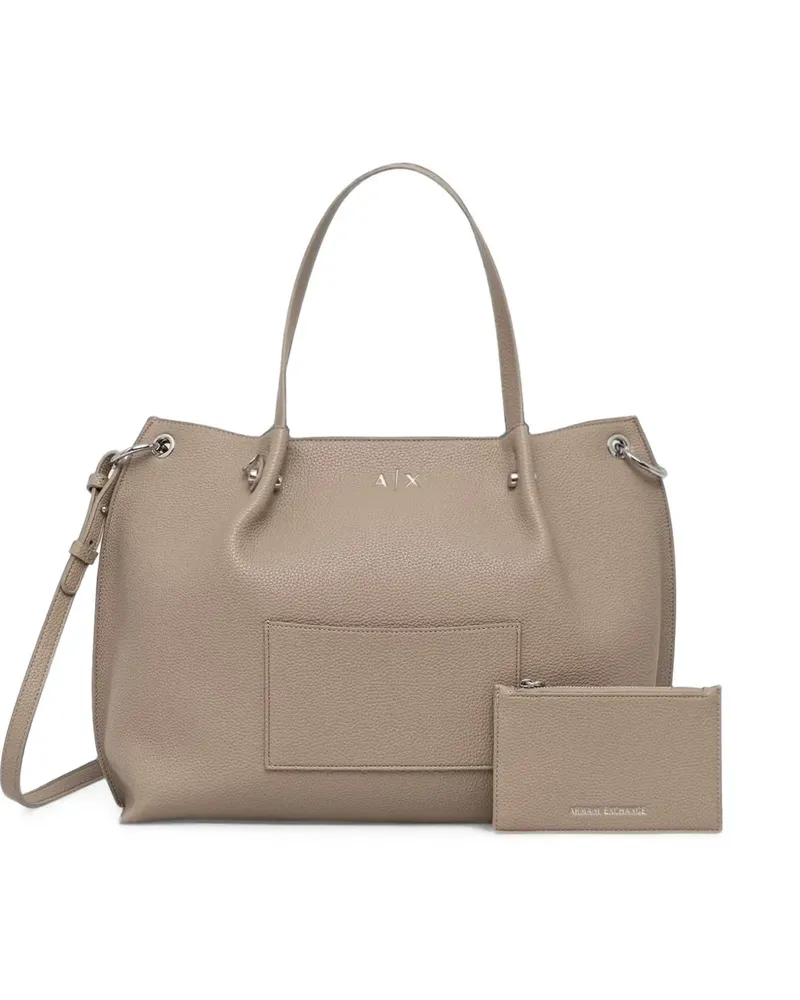 Armani Exchange grained-effect shoulder-strap tote bag - Nude Nude