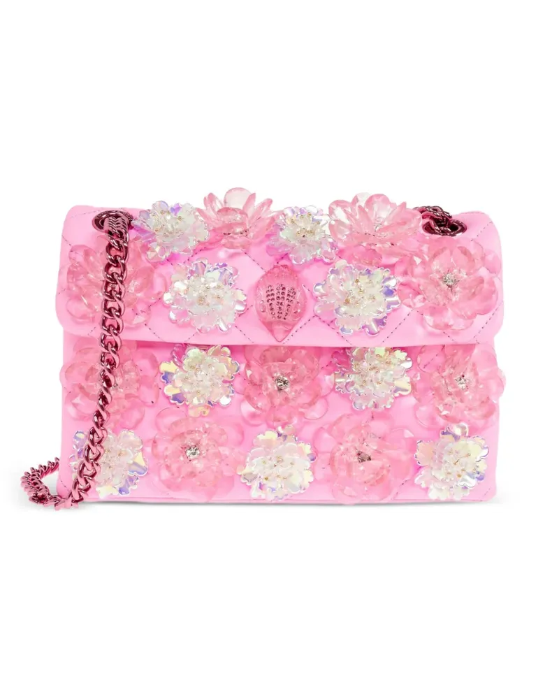 Kurt Geiger Kensington flower-embellished quilted shoulder bag - Rosa Rosa