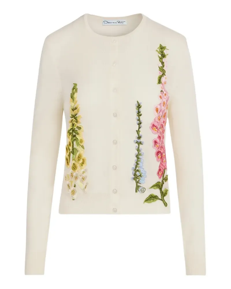 Oscar de la Renta floral-embroidered cardigan - Nude Nude