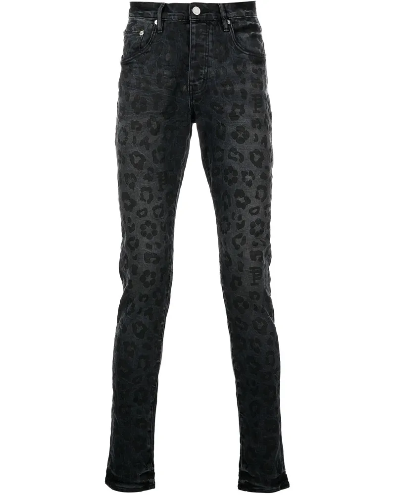 PURPLE BRAND Monogram Leopard Print Jeans "Black" - Schwarz Schwarz