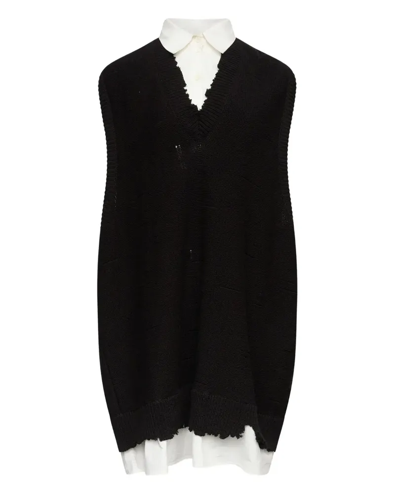 Maison Margiela Mini Strickkleid mit Fransen - Schwarz Schwarz