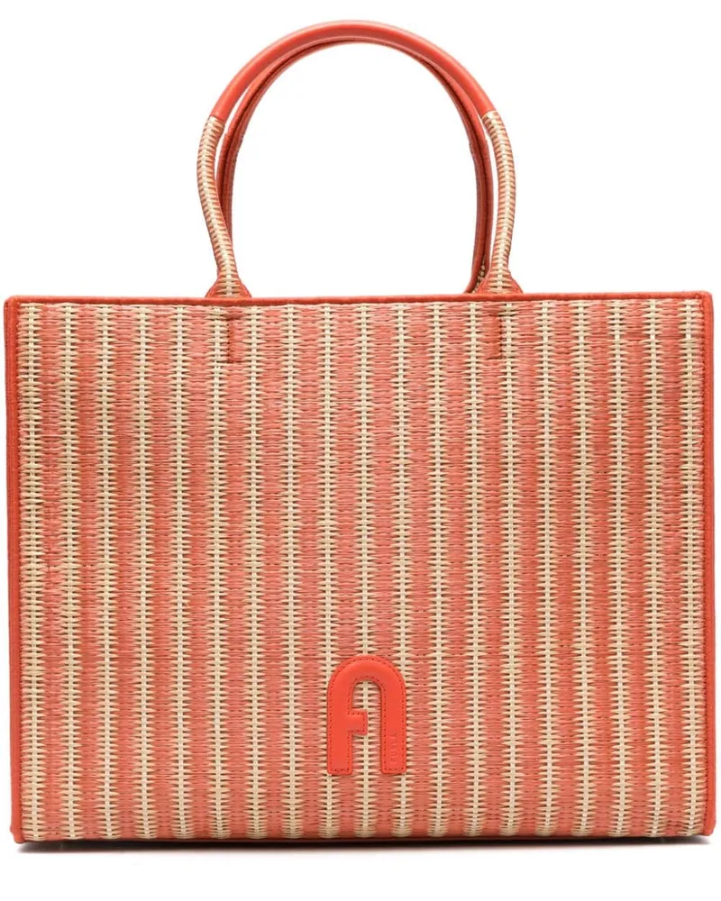 Furla Shopper mit Logo-Patch - Orange Orange