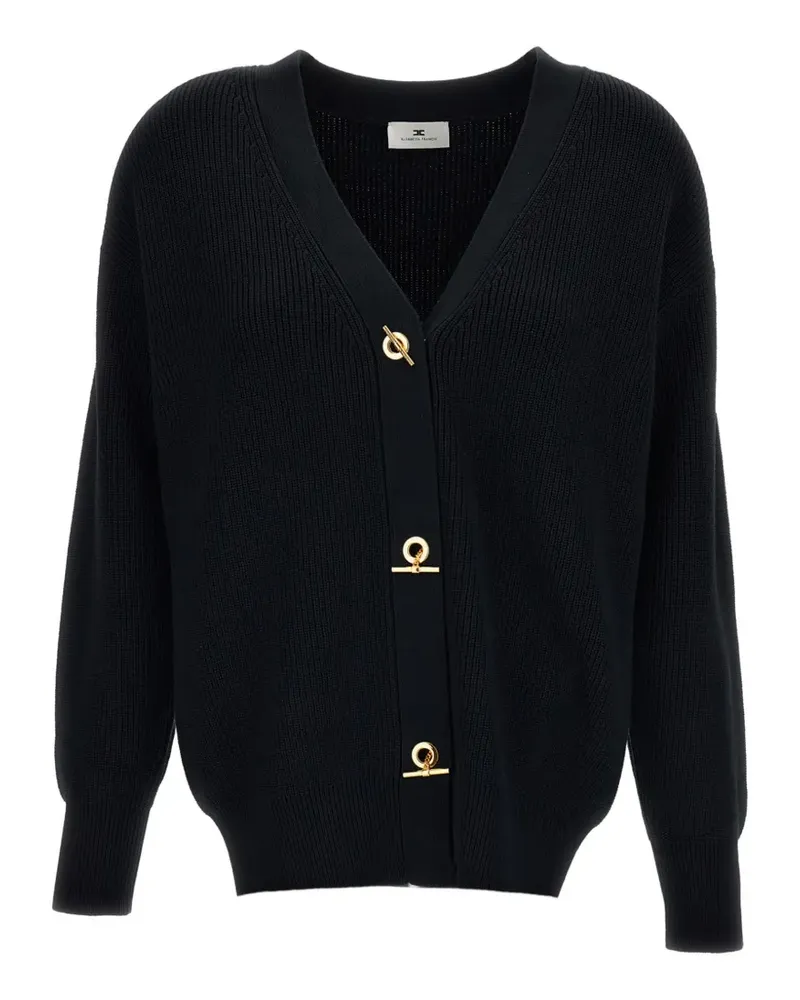 Elisabetta Franchi toggle-fastening ribbed-knit cardigan - Schwarz Schwarz