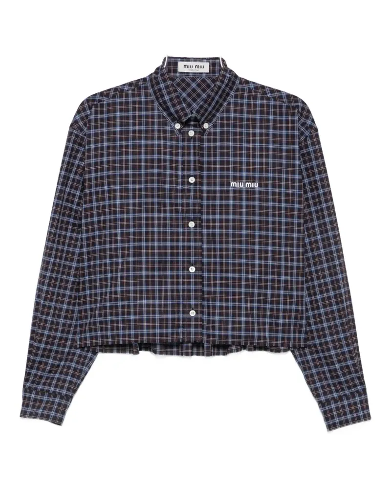 Miu Miu Tartan cropped shirt - Braun Braun