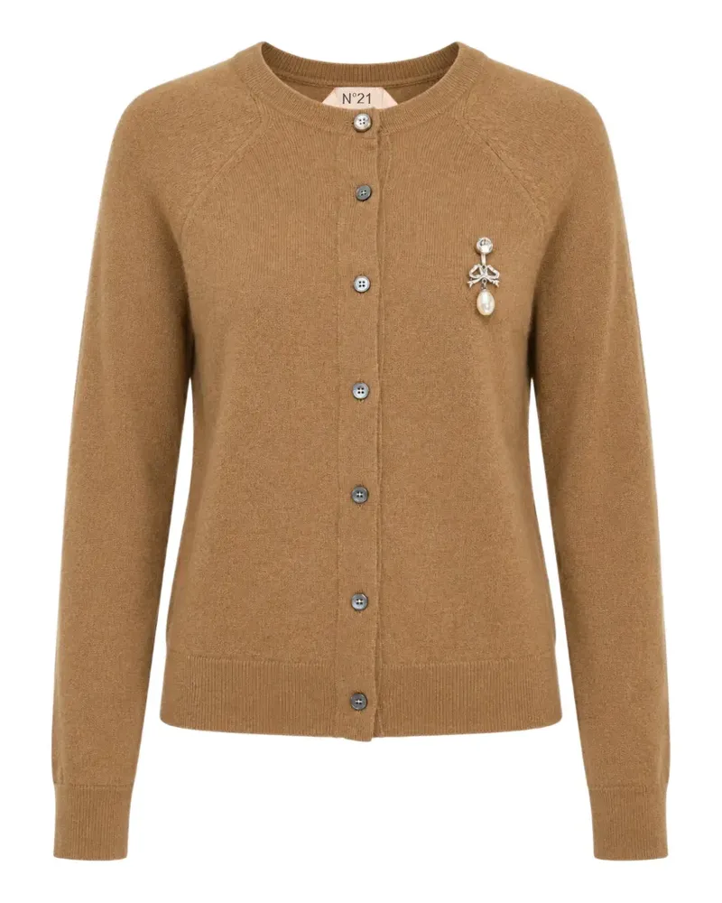 N° 21 brooch-detail cardigan - Braun Braun