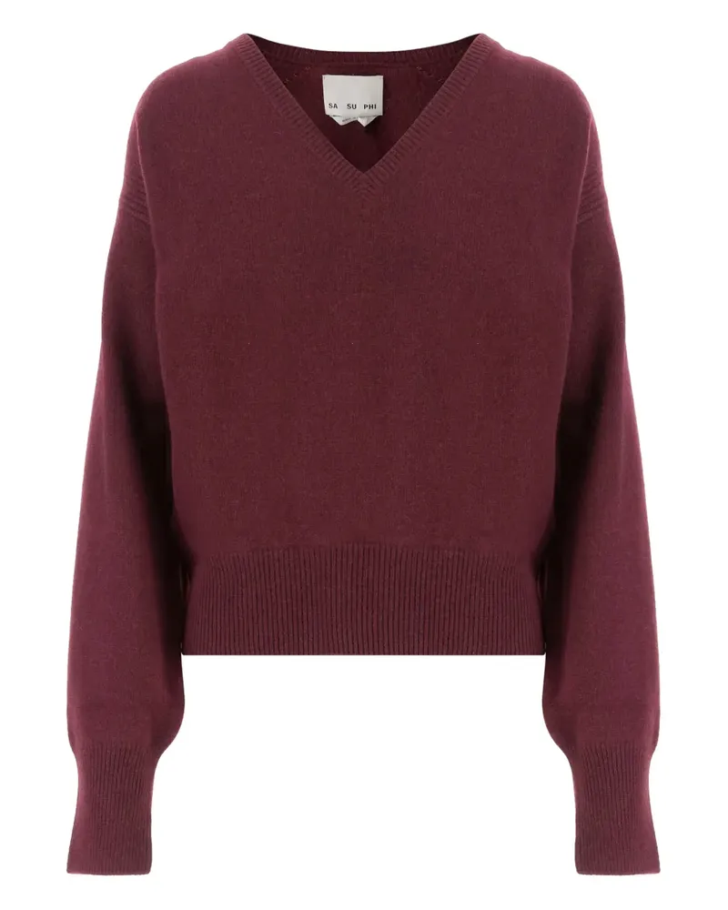 Sa Su Phi Kaschmirpullover mit V-Ausschnitt - Rot Rot