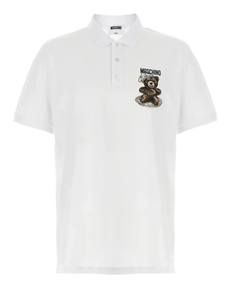 Moschino Poloshirt mit Teddy-Print - Weiß Weiß