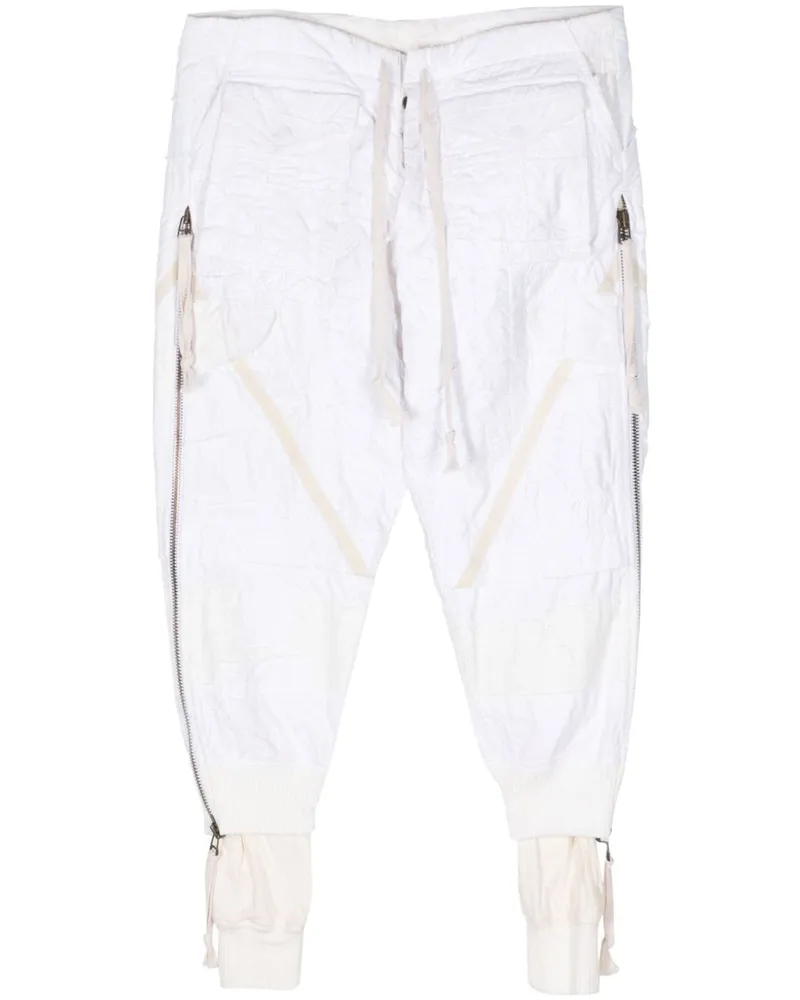 Greg Lauren Tapered-Hose mit Reißverschluss Weiß