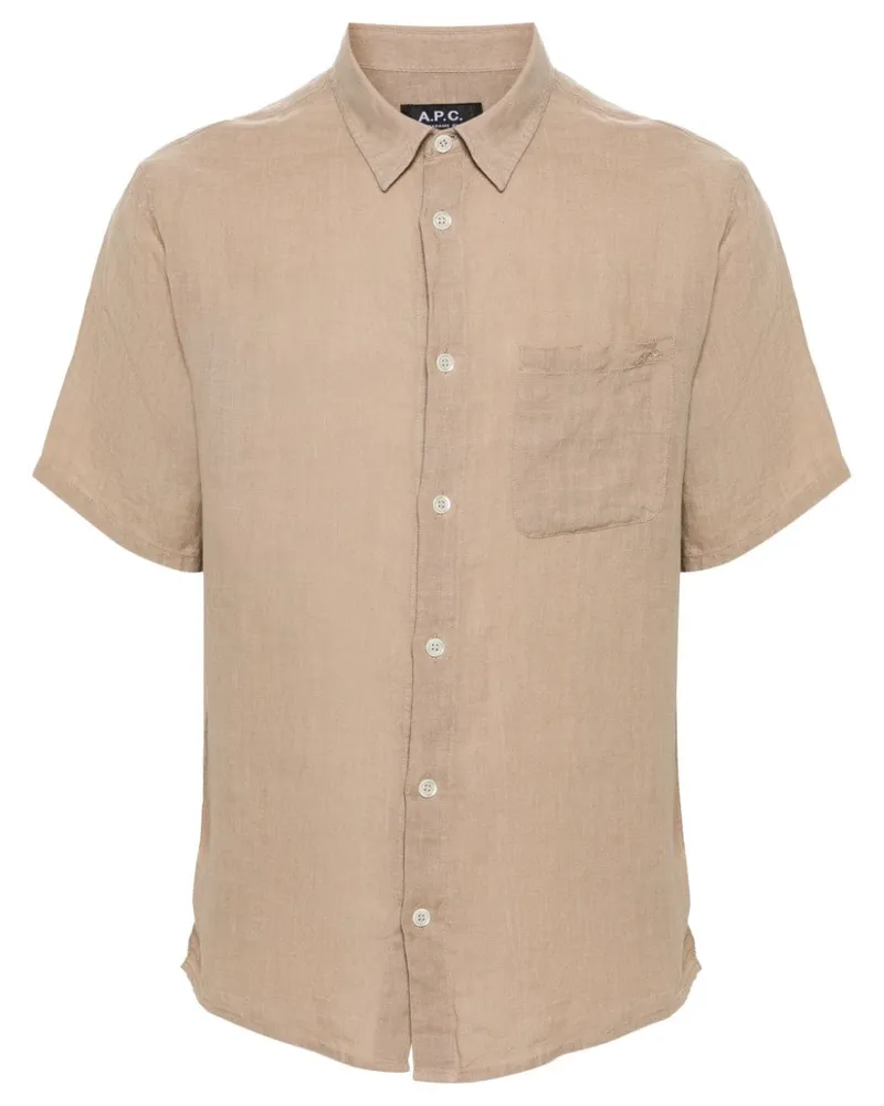 A.P.C. Leinenhemd mit Logo-Stickerei - Nude Nude