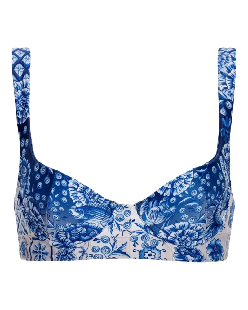 AGUA BENDITA Balena Bikinioberteil mit Blumen-Print - Blau Blau