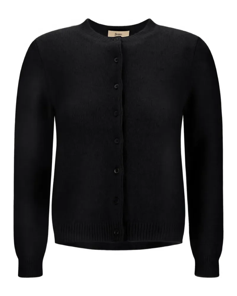 Herno Gebürsteter Cardigan mit Ziernähten - Schwarz Schwarz