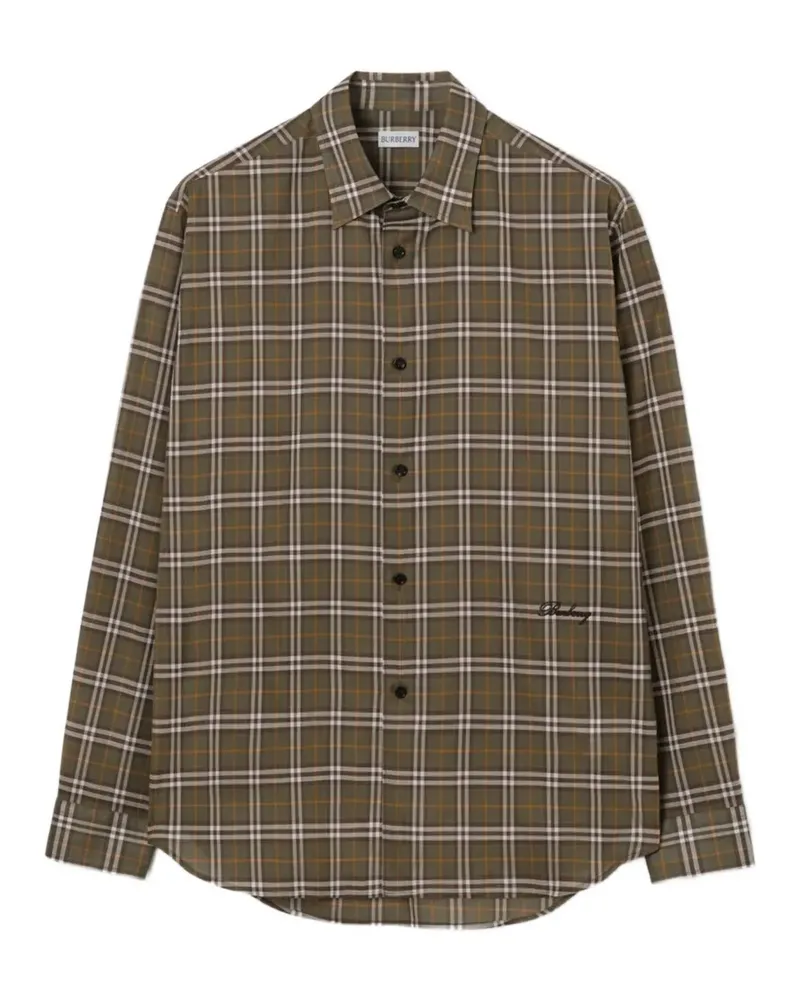 Burberry Check Hemd mit lockerem Schnitt - Grün Grün