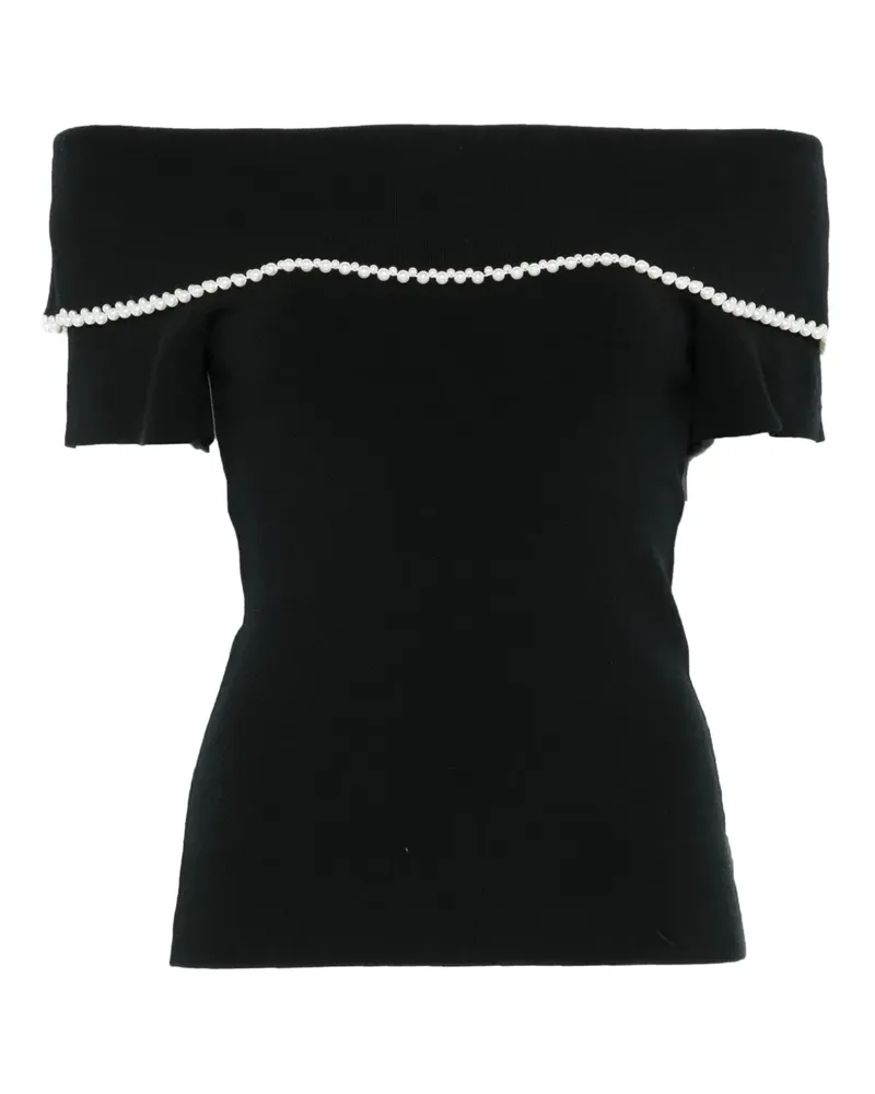 By Malene Birger Schulterfreies Oberteil mit Perlen - Schwarz Schwarz