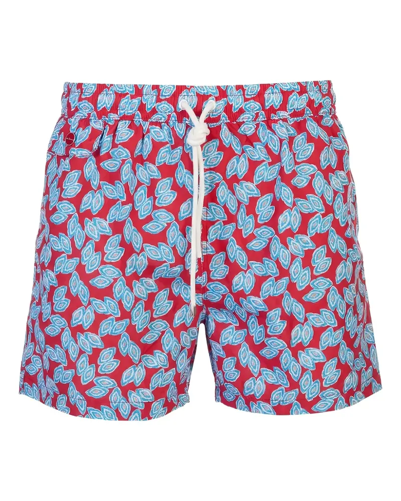 Kiton geometric-print drawstring swim shorts - Rot Rot