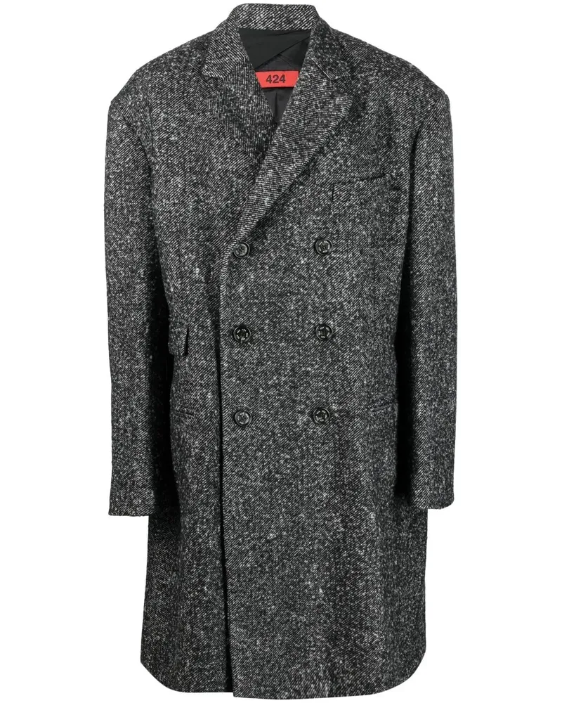 FourTwoFour on Fairfax Doppelreihiger Black Orchid Mantel - Schwarz Schwarz