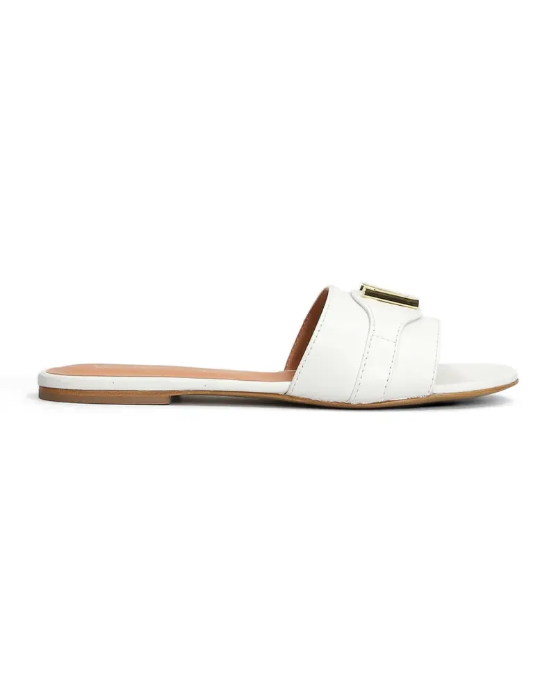 Via Roma 15 logo leather flat sandals - Weiß Weiß