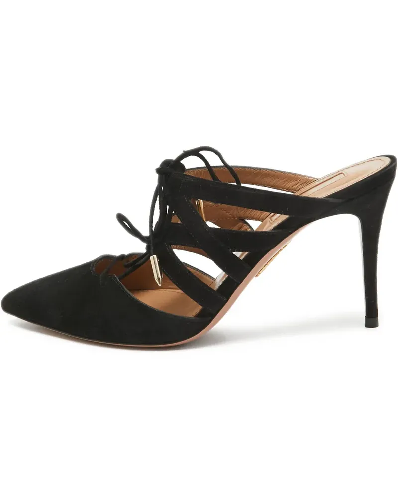 Aquazzura Pre-owned Belgravia Mules mit Schnürung 85mm - Schwarz Schwarz