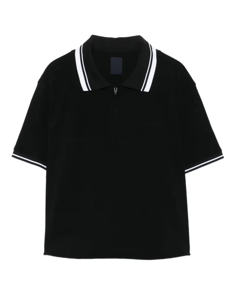 JUUN.J zip-fastening stipped polo shirt - Schwarz Schwarz