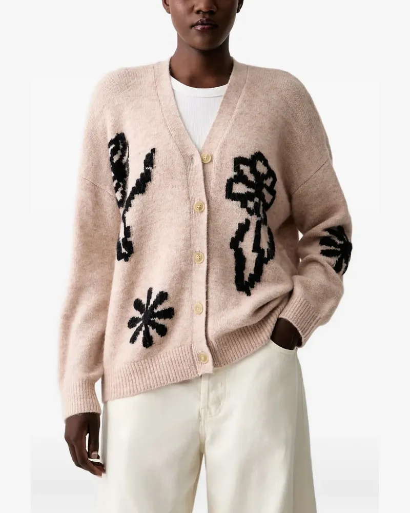 Scotch&Soda Oversized-Cardigan mit Blumen-Intarsie - Rosa Rosa