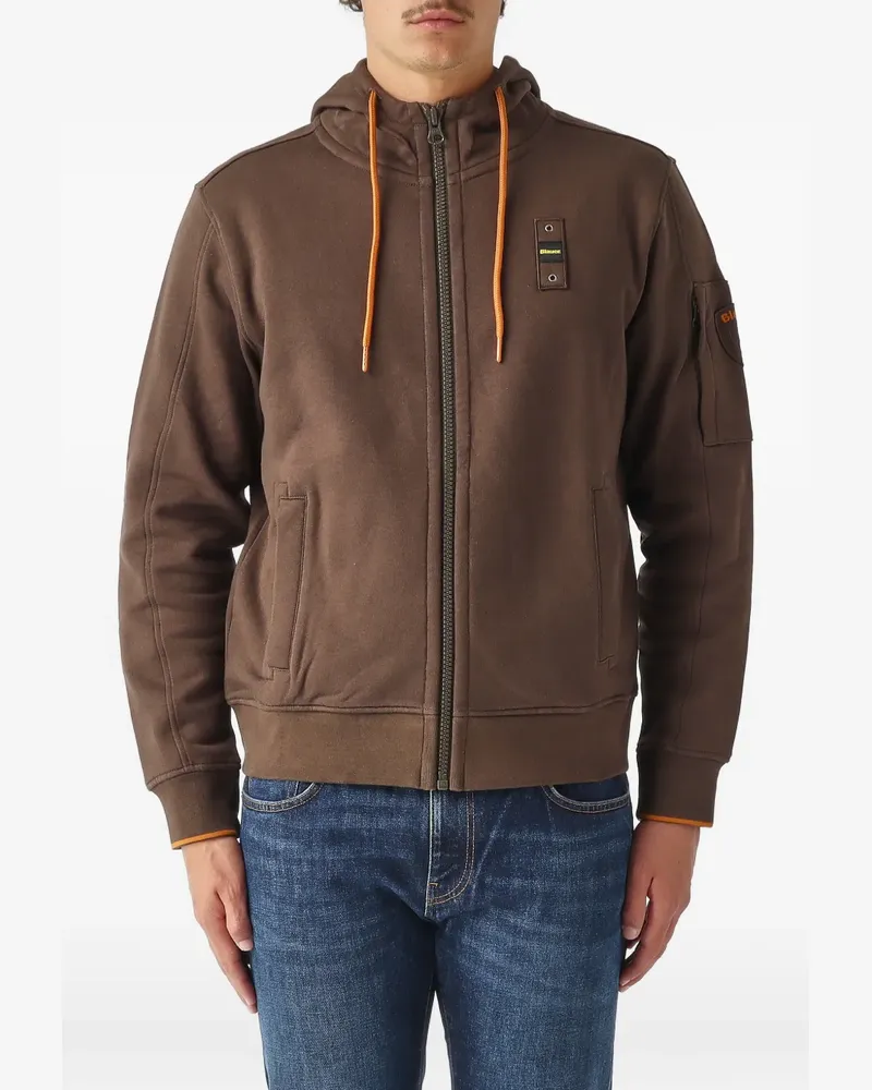 Blauer Cardinton logo-patch zip-up hoodie - Braun Braun