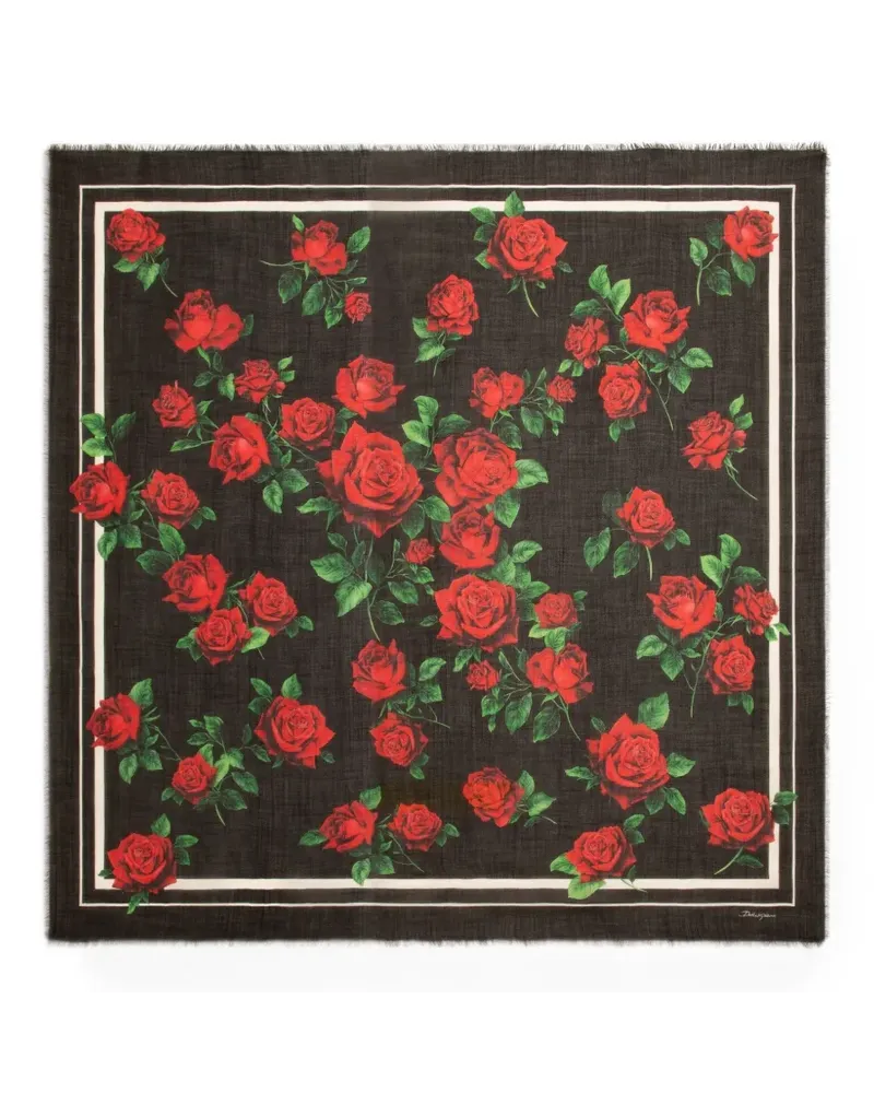 Dolce & Gabbana Stola mit Rosen-Print - Schwarz Schwarz
