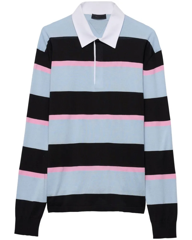 Prada Gestreiftes Poloshirt - Schwarz Schwarz