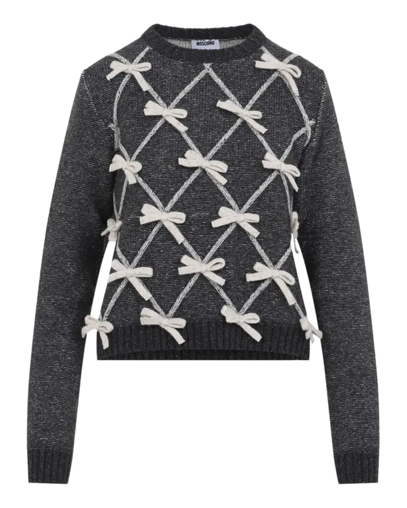 Moschino bow-embellished argyle sweater - Grau Grau