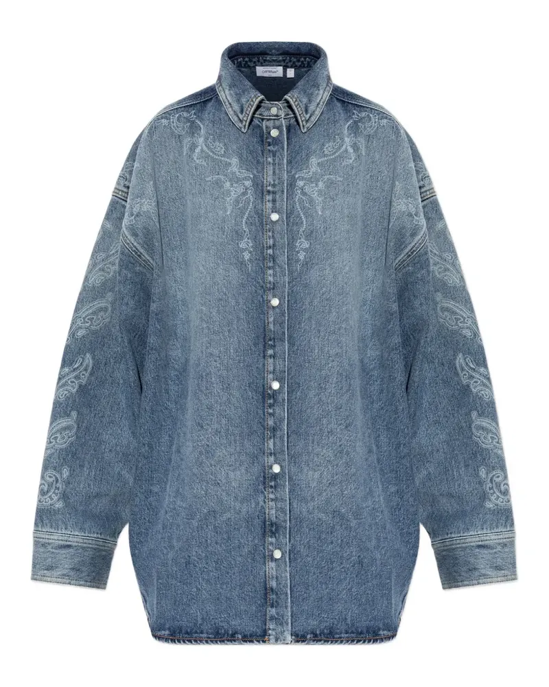 OFF-WHITE paisley-print denim shirt - Blau Blau