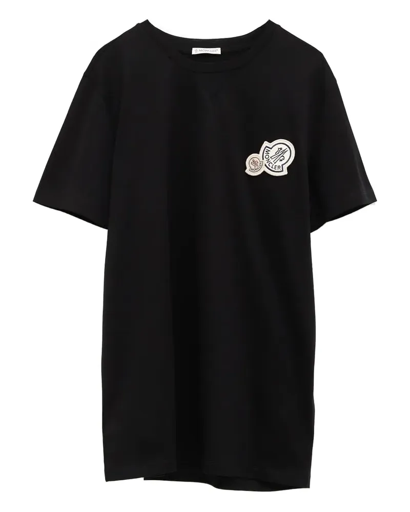 Moncler T-Shirt mit Logo-Applikation - Schwarz Schwarz