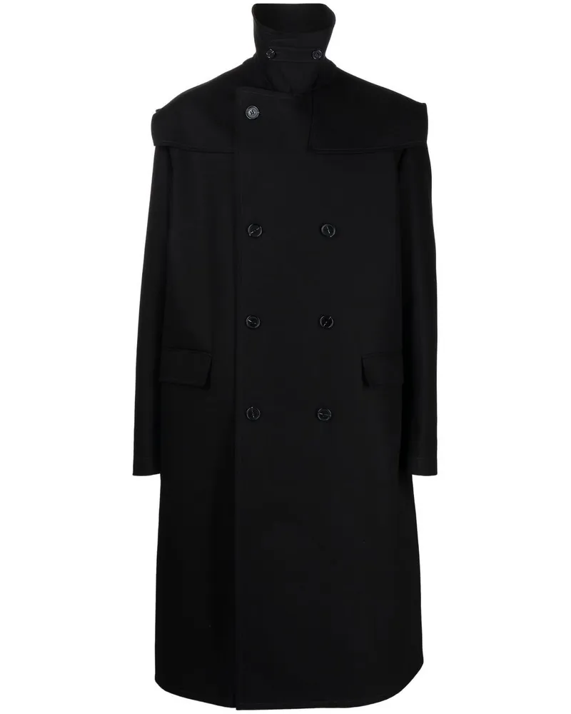 Raf Simons Doppelreihiger Oversized-Mantel - Schwarz Schwarz