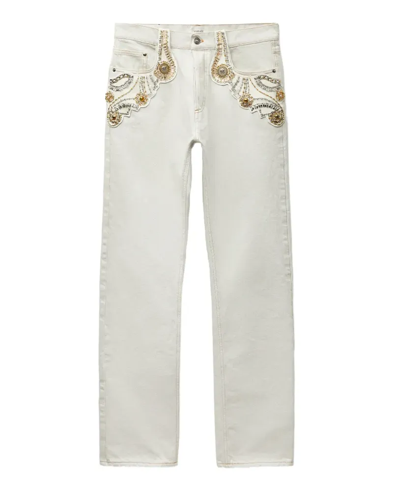Versace Gerade Jeans mit Verzierung - Grau Grau