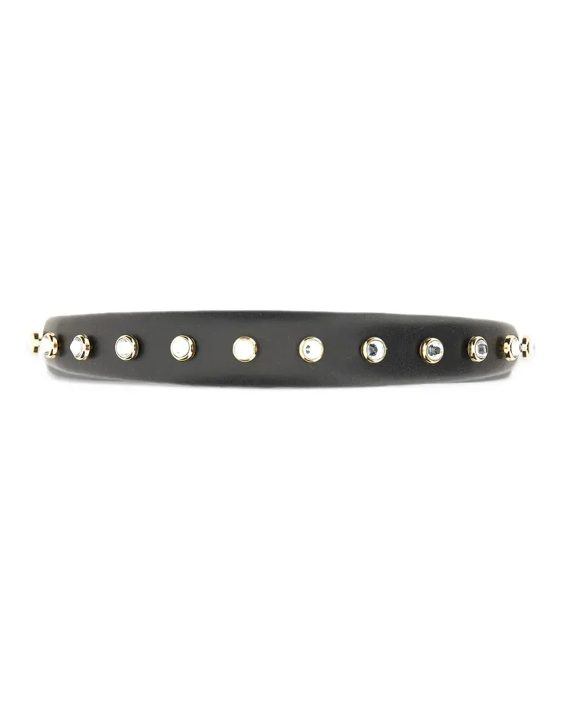 RED Valentino crystal-embellished leather headband - Schwarz Schwarz