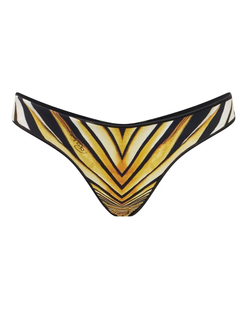 Roberto Cavalli Bikinihöschen mit Ray of Gold-Print Gold