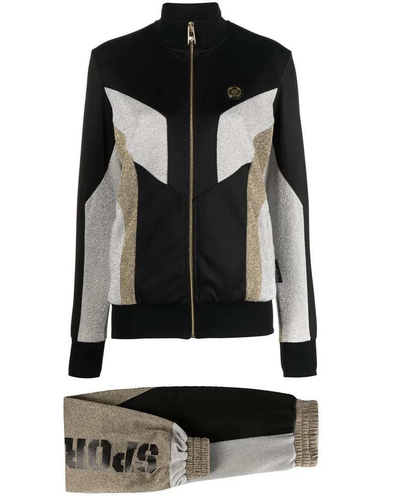 Philipp Plein Jogginganzug mit metallischen Einsätzen - Schwarz Schwarz