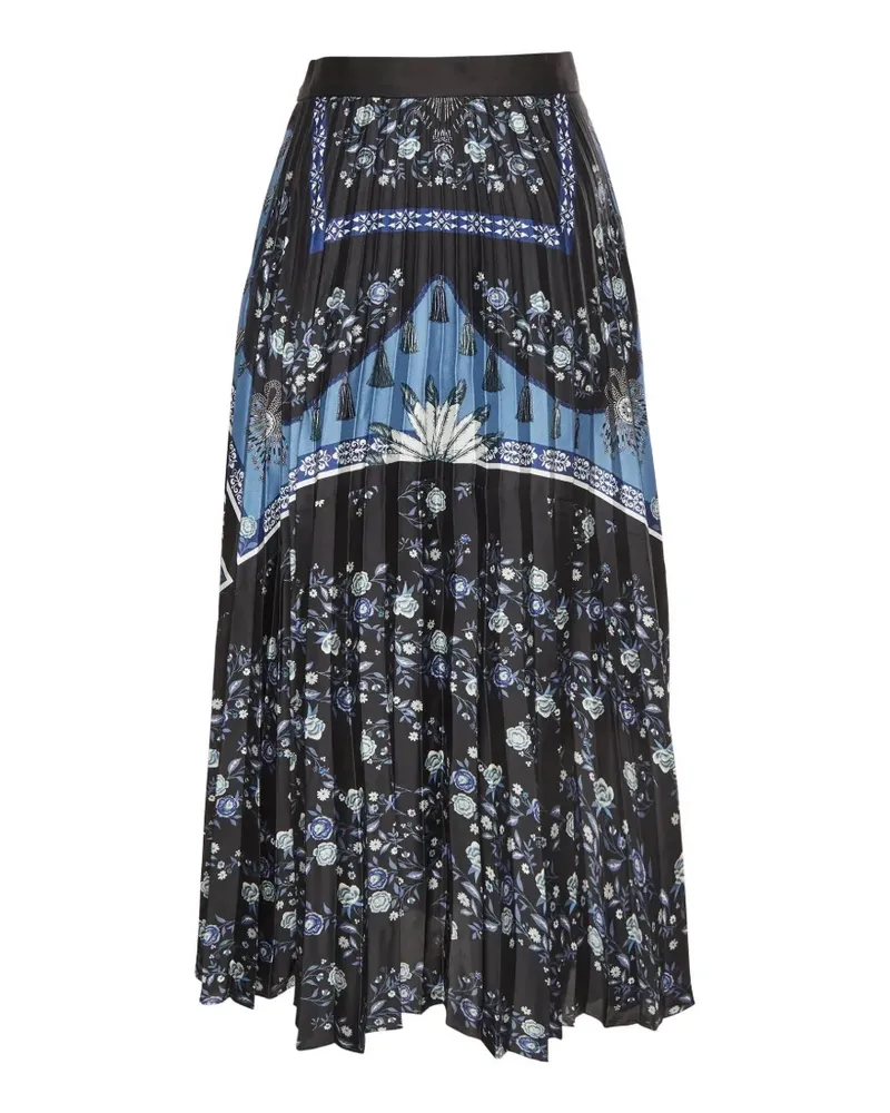 Sandro floral-print midi skirt - Schwarz Schwarz