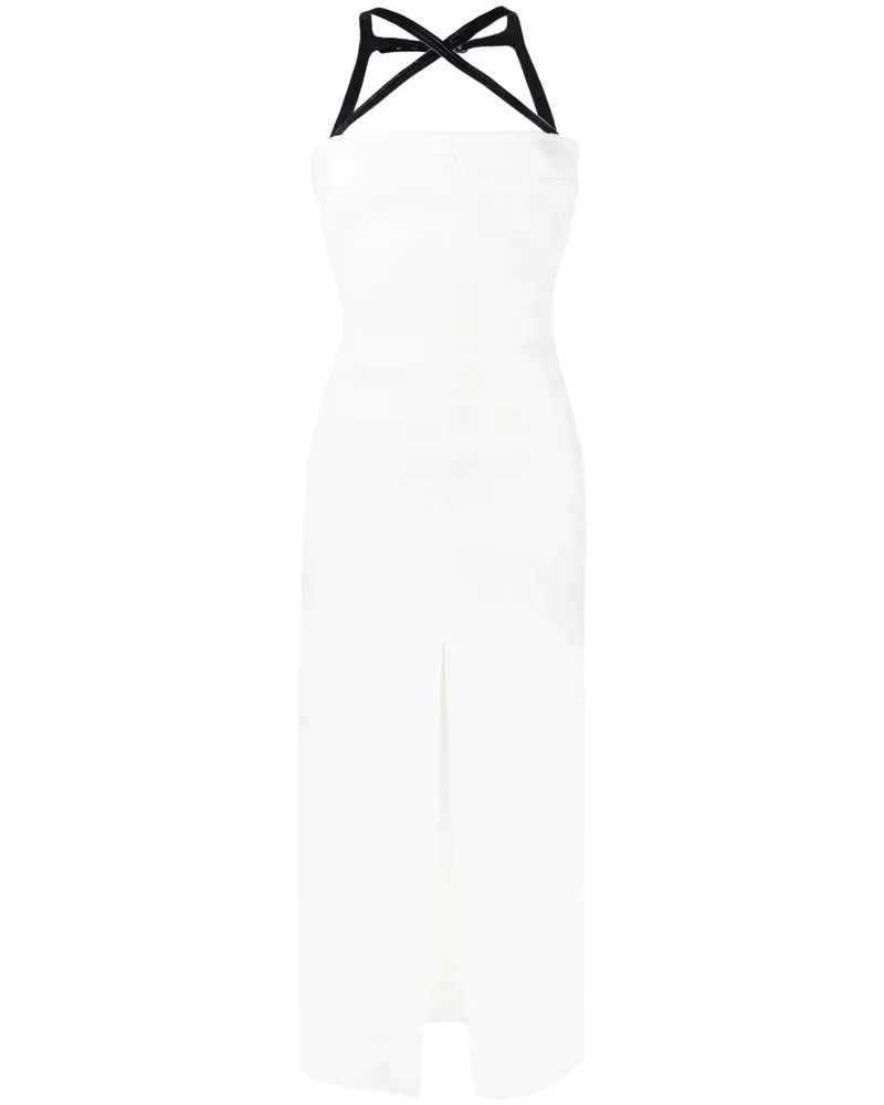 Courrèges Langes Kreppkleid - Weiß Weiß