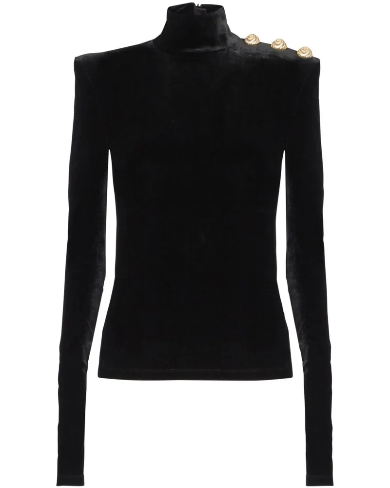 Balmain Langärmeliges Samtoberteil - Schwarz Schwarz