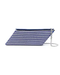 KARA Parallelogram Clutch aus Kristall-Mesh Blau