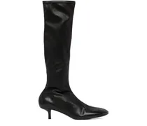 Kitten-Heel-Stiefel aus Leder - Schwarz