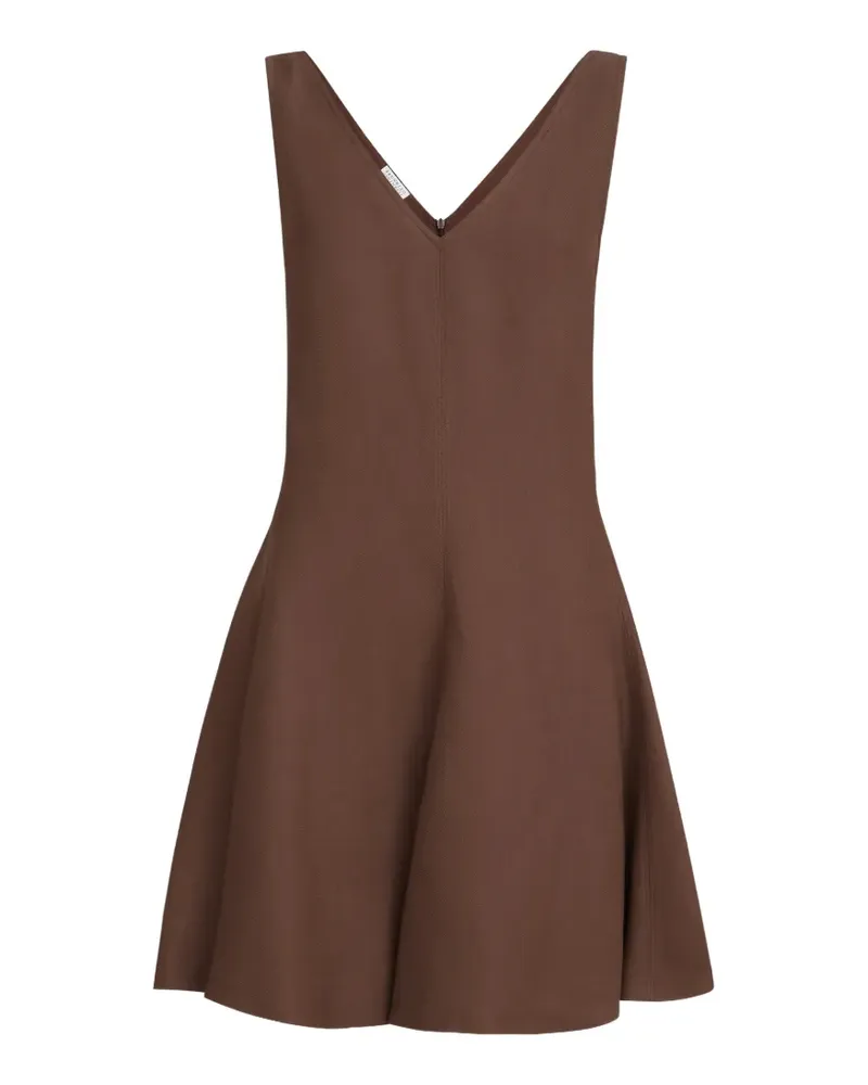 Brunello Cucinelli Fließendes Minikleid aus Viskose und Leinen-Twill - Braun Braun