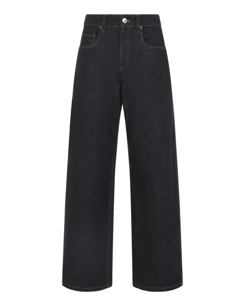 Brunello Cucinelli contrast-stitch wide-leg jeans - Schwarz Schwarz