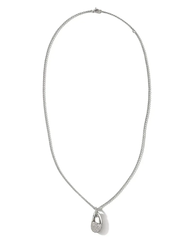 John Hardy Sterlingsilber-Halskette mit Diamant-Anhänger Silber