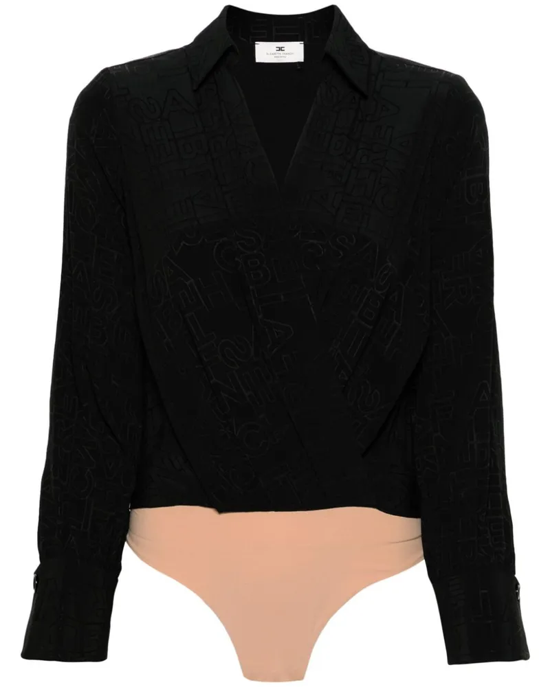 Elisabetta Franchi Body aus Logo-Jacquard - Schwarz Schwarz