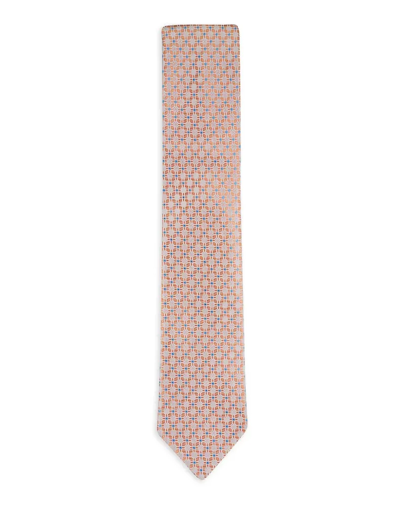 Eton Geometrisch gemusterte Seidenkrawatte - Orange Orange