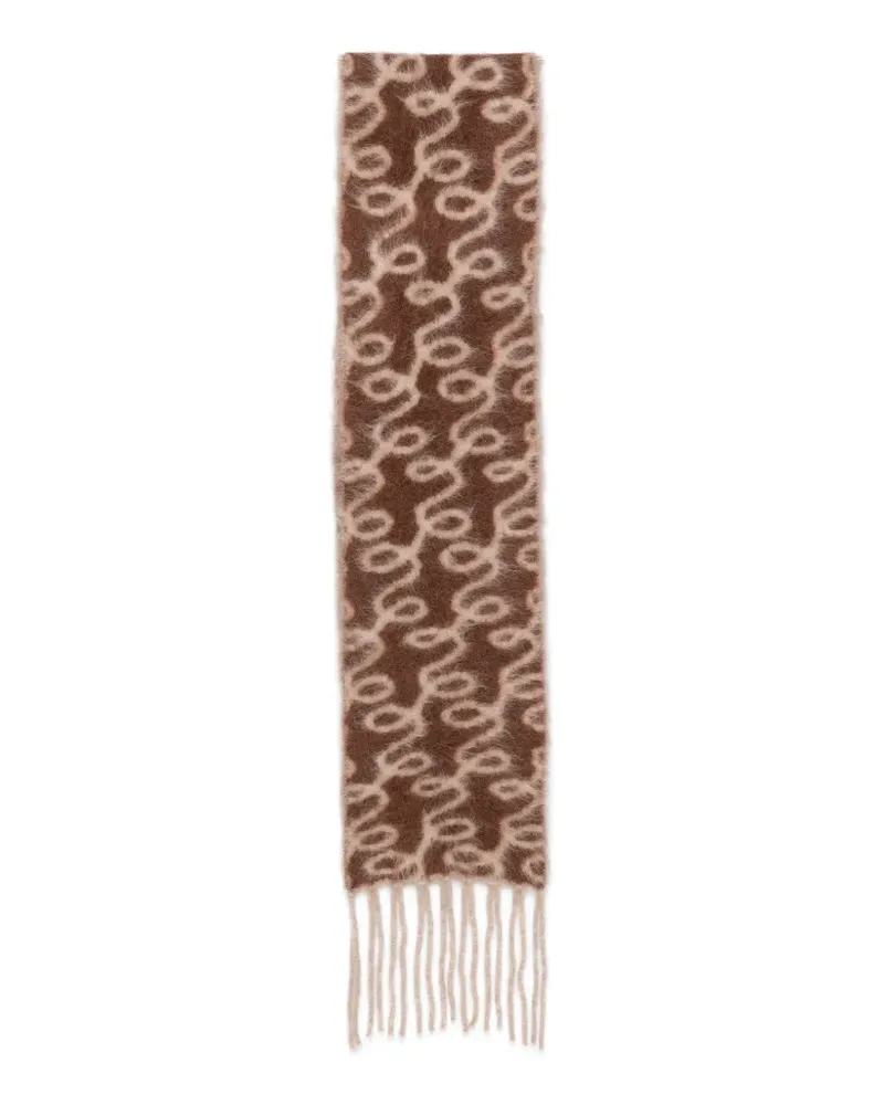 Séfr Schal mit Monogrammmuster und Fransen - Braun Braun